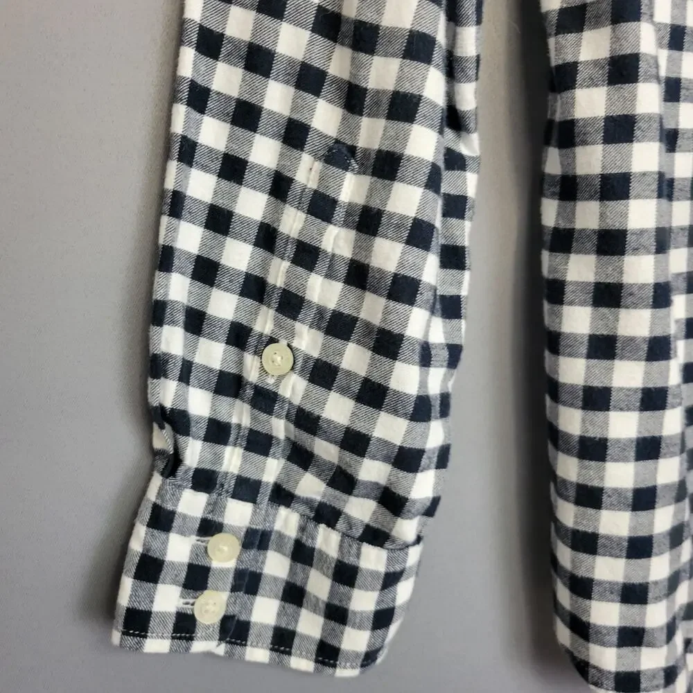 Vineyard Vines Gingham Top Womens 14 Black White 1/2 Button Flannel Tunic